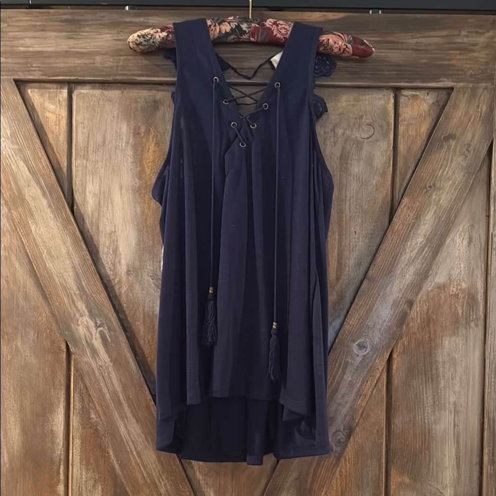 Altar'd State Navy Lace-Up Tank Top